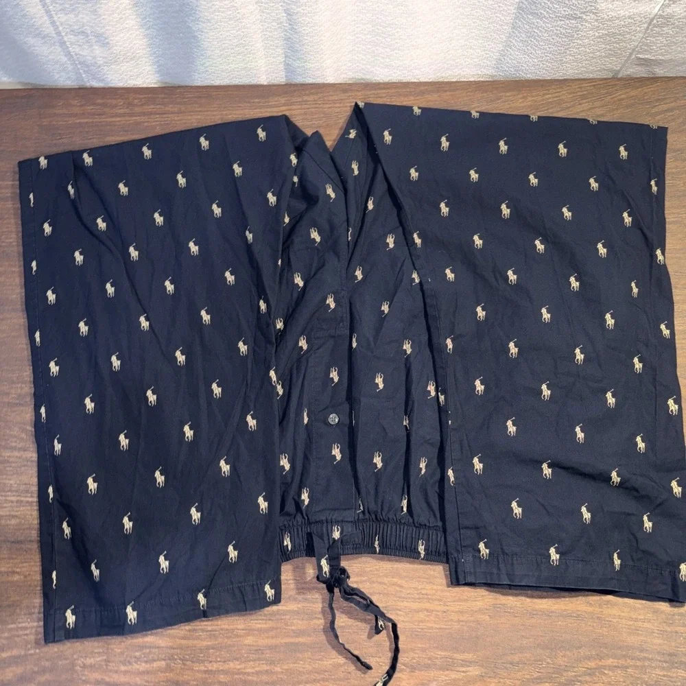 Polo Ralph Lauren Men's 1X Navy Blue All Over Pony Logo Pajama Lounge Pants